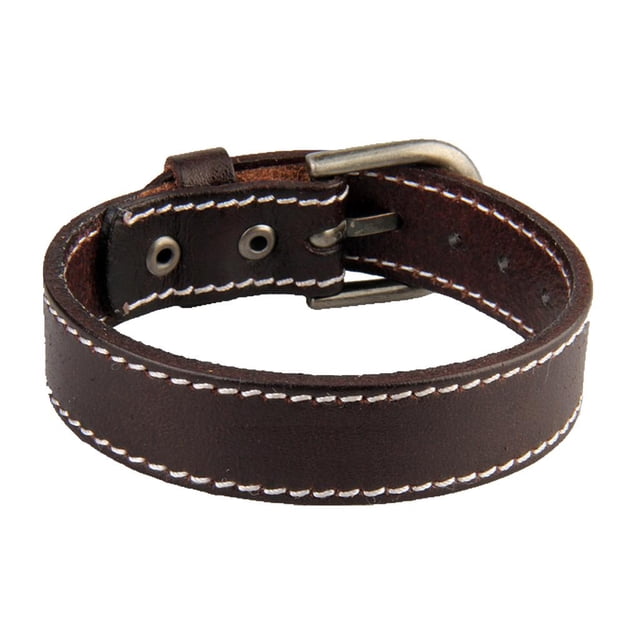 Pulsera de cuero vintage, pulsera de aleación, hebilla, brazalete punk, 26 marrón
