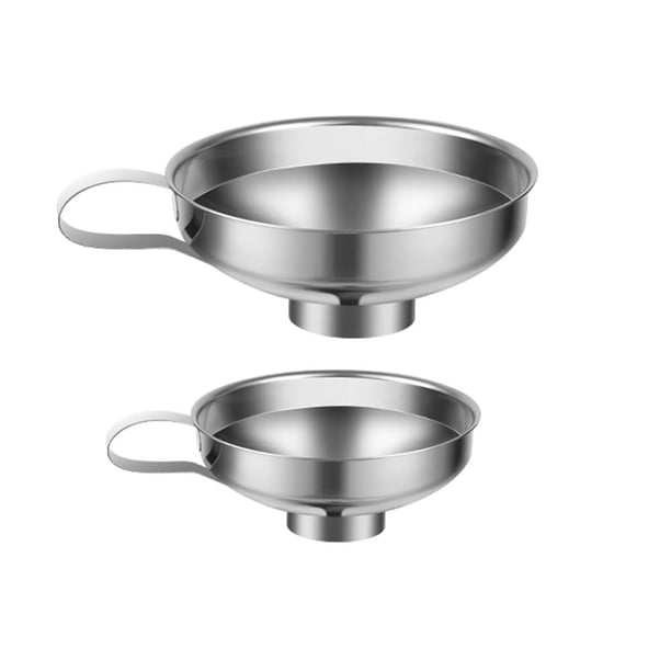 Embudo de Enlatado, Acero Inoxidable con Boca Ancha para Transferir Aceite Líquido en Polvo Frijoles y Mermelada, 2 Piezas, Plata