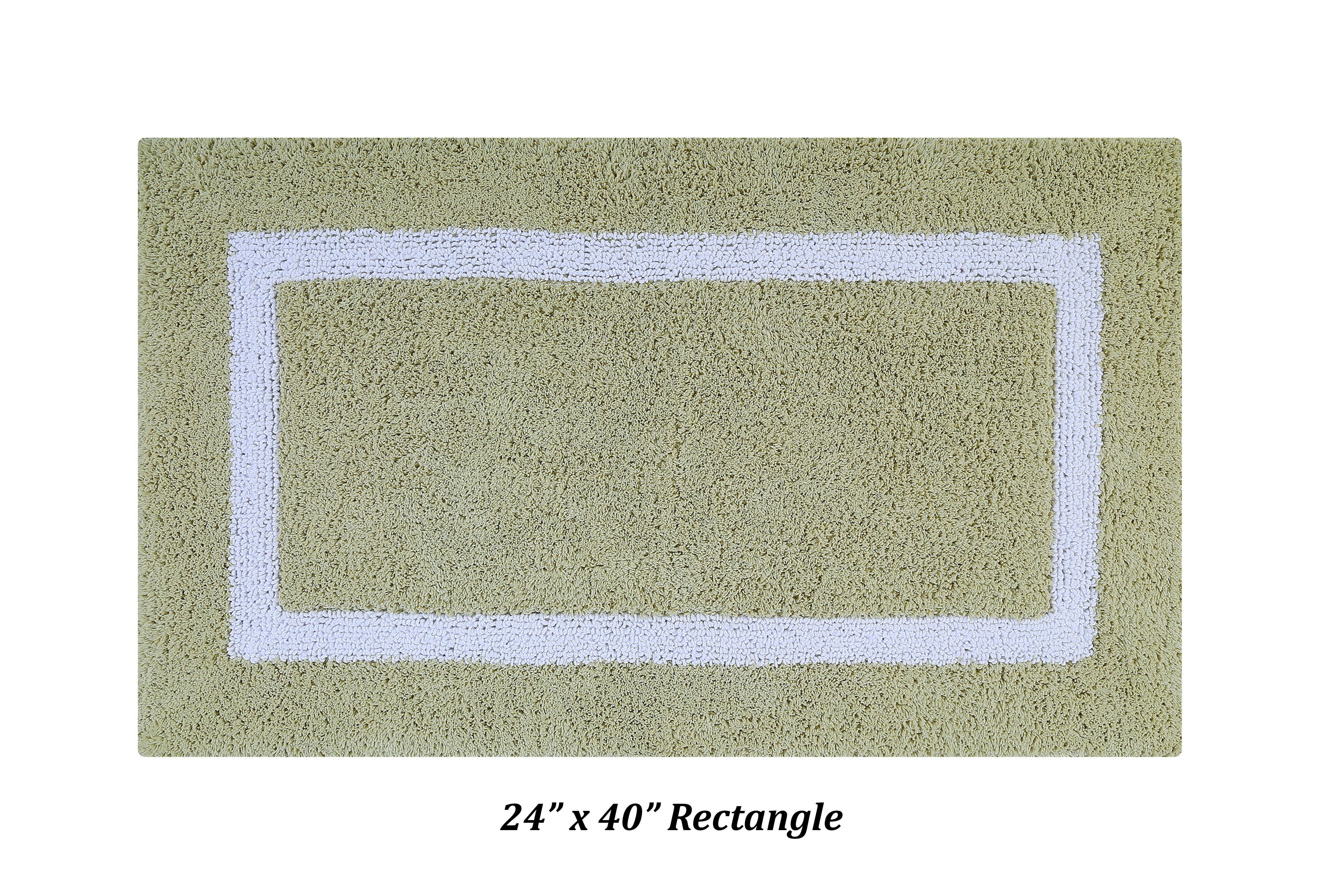 Better Trends 5 Piece Bathroom Rugs Set 100% Cotton Soft Bath Mat Water Absorbent, Reversible, Machine Washable for Home, Bathroom Decor Toilet Base Contour Mat, Hotel Multi Collection - Sage/White