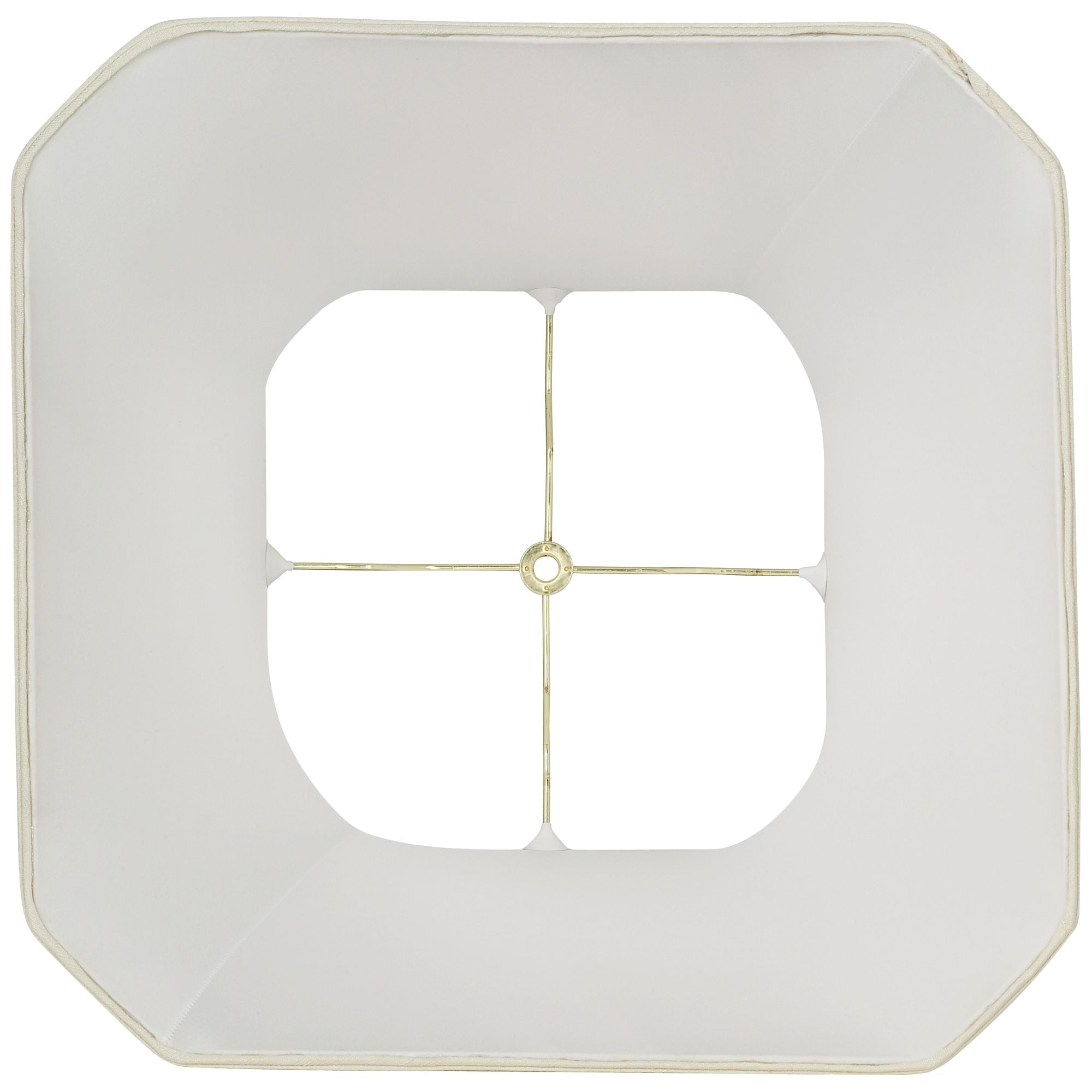 Imperial Shade Creme Medium Square Cut Corner Lamp Shade 10.5" Top x 16" Bot. x 14" Slant x 13.5" High (Spider) Replacement with Harp and Finial