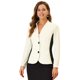 thumbnail image 1 of Chaqueta de oficina de trabajo para mujer Botones Manga larga Blazer de color en contraste blanco M, 1 of 5