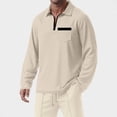 thumbnail image 5 of sdhkgrrt Men's Collared Long Sleeve Zipper Pullover Fall Winter Casual Basic Tops Fashion Trendy Work Business Outfits Clothes, Khaki M, 5 of 6