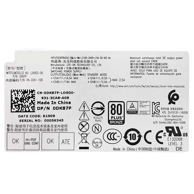 3050 3060 3650 5050 7050 6Pin 240W Power Supply H240ES-02 L240AM-02  B240NM-00 H240NM-00 AC240AM-01