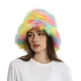 thumbnail image 1 of Fuzzy Multicolor Fisherman Cap - Women‘s Cute Plush Hat, 1 of 5