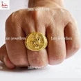 thumbnail image 5 of 22 Kt Real Solid Yellow Gold St. Michael Fighting Dragon Mens Ring Size 8, 5 of 6