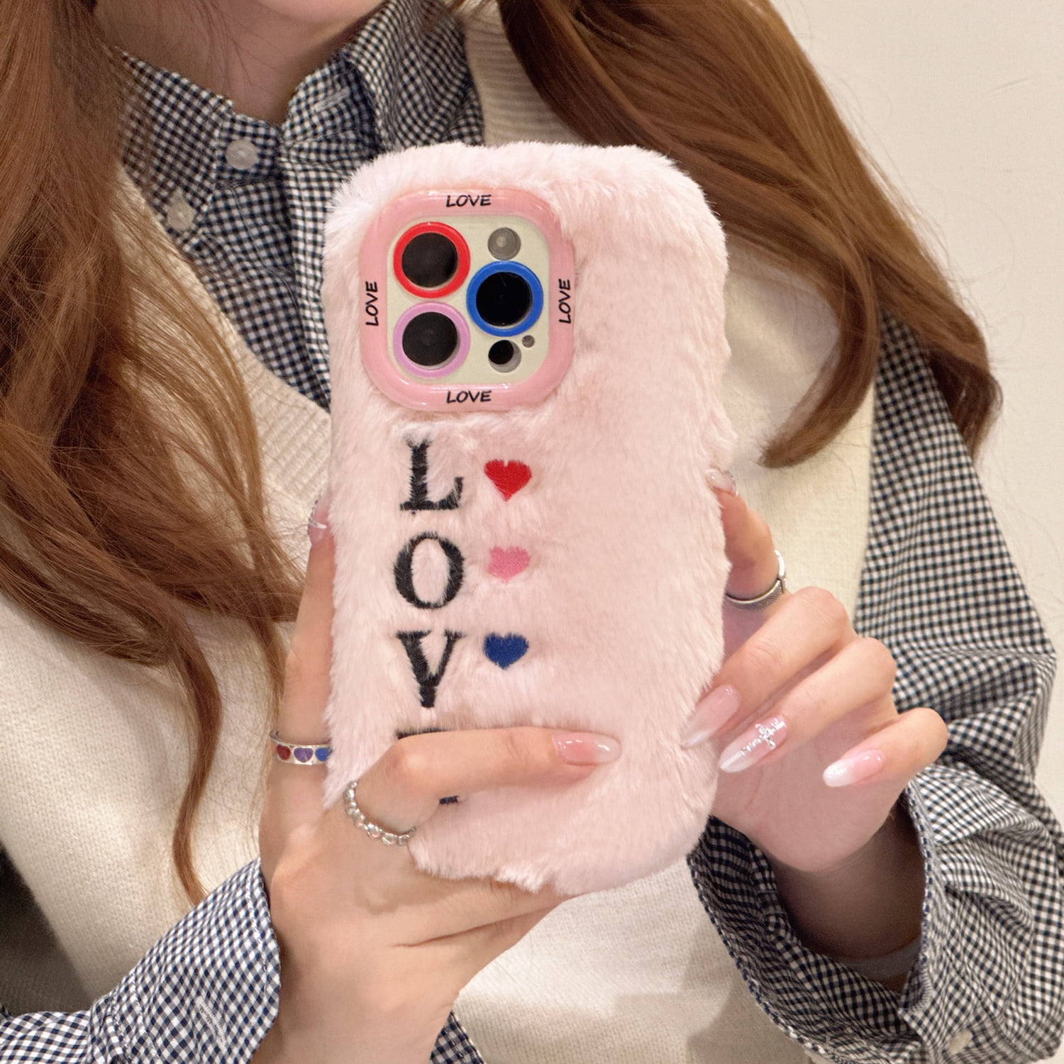 Fluffy Case for Apple iPhone 16 Pro, Girly Cute Faux Fur Cute