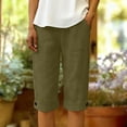 thumbnail image 3 of Shorts for Womens Summer Casual Elastic Waist Drawstring Shorts with Pockets Knee Length Bermuda Shorts Rolled Hem Button Beach Pants, 3 of 8