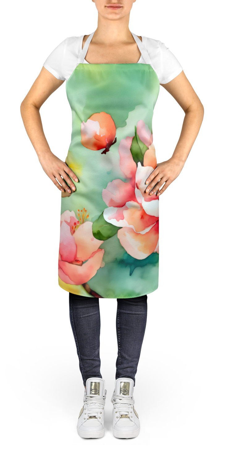 Delaware Peach Blossom in Watercolor Apron 27 in x 30 in