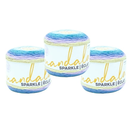 UPC: 0842093116912 | Lion Brand Yarn Mandala Sparkle Orion Metallic Self-Striping Light Acrylic Multi-Color Yarn 3 Pack