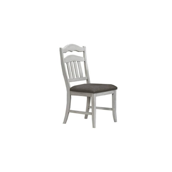 Newboti Furniture Contemporary Antique White Side Chairs Upholstered Cushion Seat Ladder Back 2pc Dining Chairs 73017