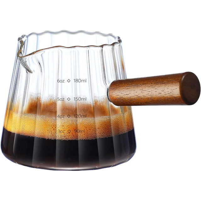 Espresso Cups With Wood Handle 6oz, Espresso Accessories, Milk Frothing Pitcher, Glass Measuring Cup, Shot Glass, Model-1