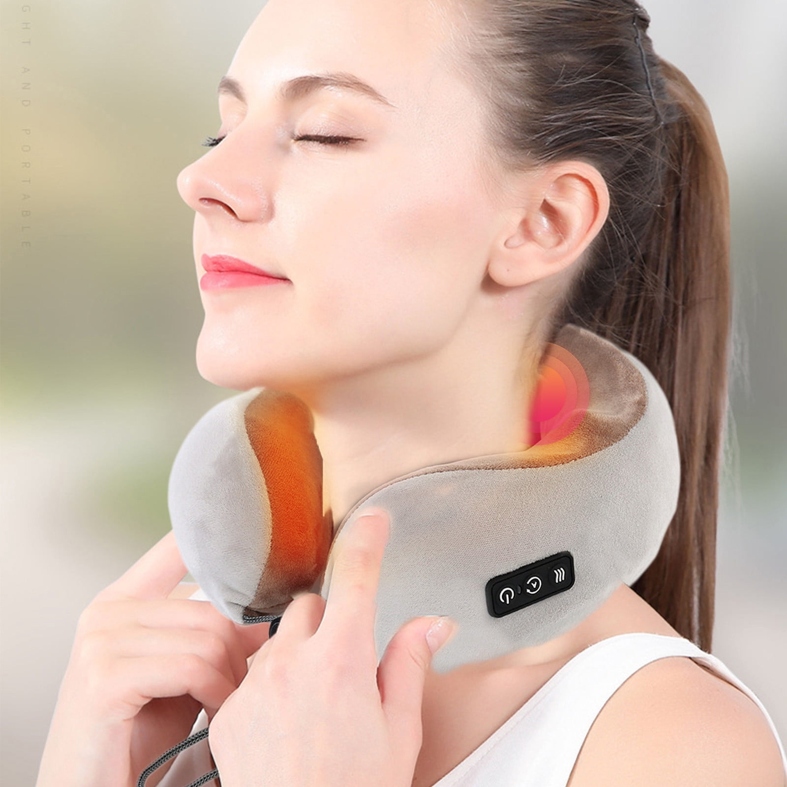 pvdgvd Back Neck Massager with Heat, Shiatsu Massage Pillow with 3 Modes (Kneading Hammering Tapping), USB Rechargeable for Home Car Office, Ideal Gift for Men Women, Relieves Muscle Tension