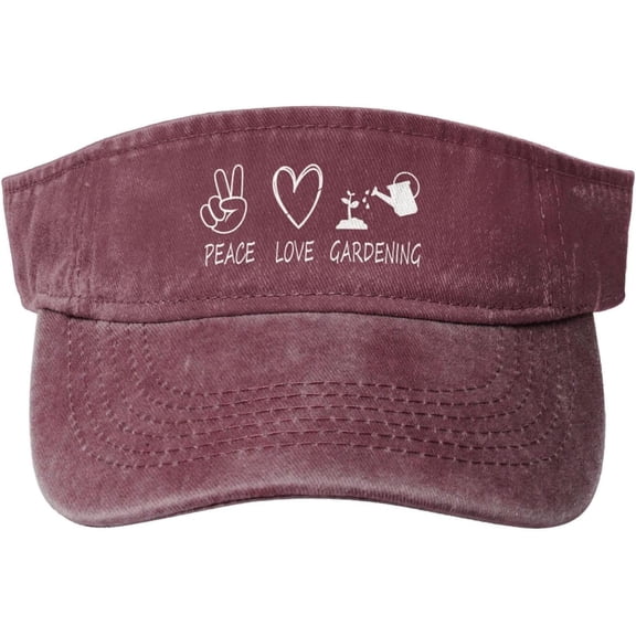 Peace Love Gardening Sport Sun Visor Hats Cotton Empty Top Cap for Running Golf