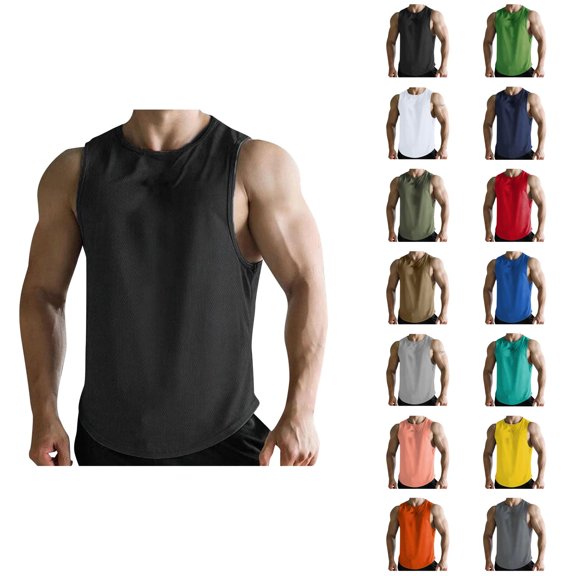 Tank Tops Men Lightweight Breathable Crewneck Muscle Sleeveless Shirt Athletic Workout Running Gym Tanks