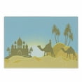 thumbnail image 1 of Oasis Cutting Board, Palace in the Desert Surrounded by Palm Trees Camels, Decorative Tempered Glass Cutting and Serving Board, in 3 Sizes, by Ambesonne, 1 of 2