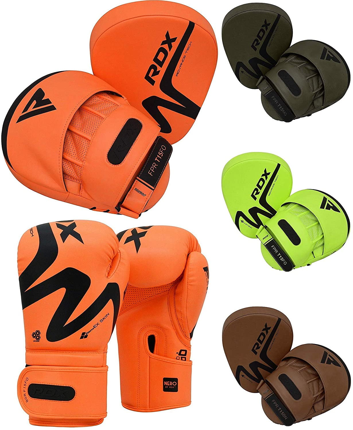 Karate Hook and Jab Target Mitts with Punching Gloves Martial Arts RDX Boxing Pads and Gloves Set Padded Coaching Strike Shield MMA Training Hand Pads for Muay Thai Kickboxing 