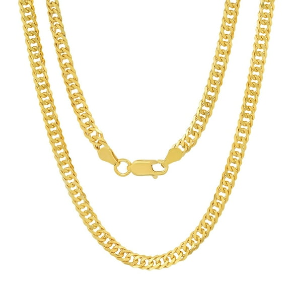 Italian 925 Sterling Silver / Gold Double Curb Miami Cuban Chain