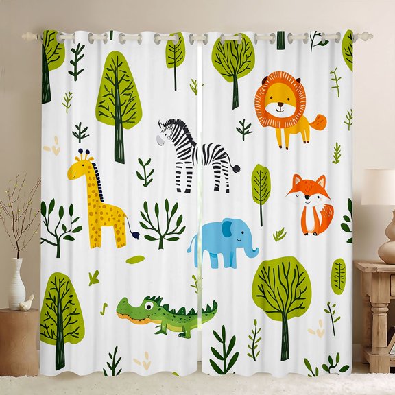 Castle Fairy Giraffe Zebra Fox Black Out Curtains,Wildlife Curtains Pack of 2 (42x63 Each)