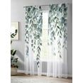 thumbnail image 4 of Sheer Curtains 84 inches Long, Sage Green Leaves Eucalyptus Leaf Watercolor Plant Light Filtering Sheer Window Curtains Rod Pocket Voile Drapes for Bedroom Living Room, 52"W x 84"L 2 Panels, 4 of 7