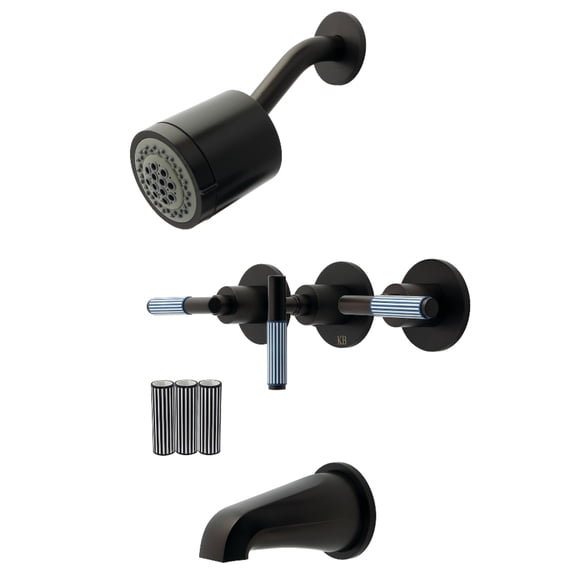 Kingston Brass KBX8135KPS Verona Triple-Handle Tub and Shower Faucet, Oil Rubbed Bronze