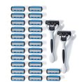 thumbnail image 1 of HAOAN 24 Stainless Steel 6 Blade Shaving Razor for Men Beard Mustache- Replaceable Cartridges Blades+ 2 Non-slip Handles- Disposable Reusable Manual Safety Razor Blade, 1 of 7