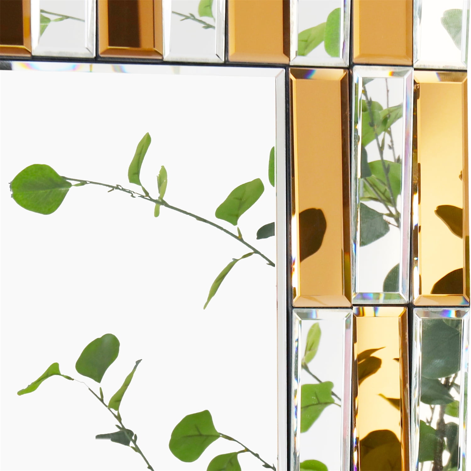 LUVODI Decorative Wall Mirror 3D Beveled Edge Art Hanging Mirror for Home Living Room 47x24in Square