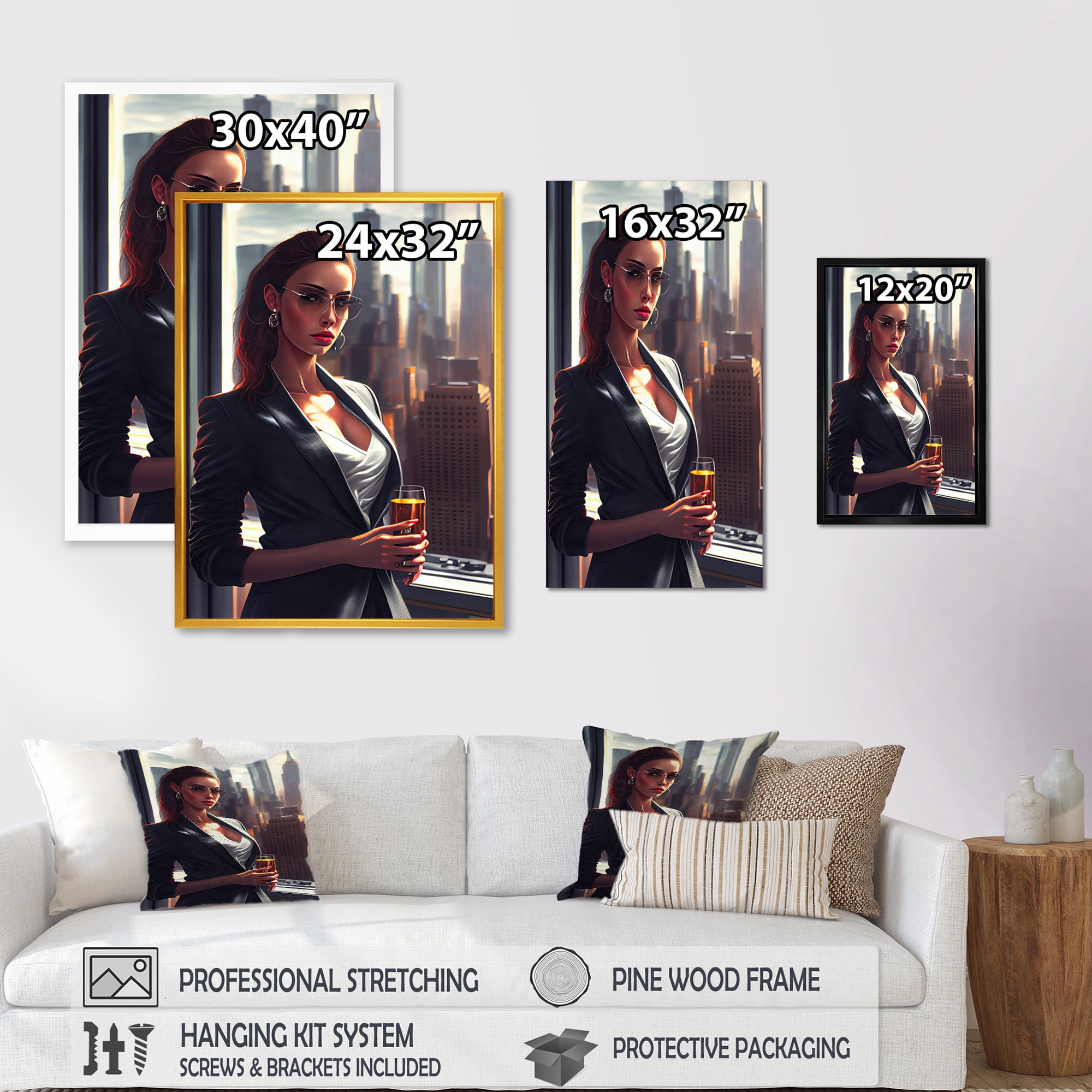 Designart Photorealistic Of Woman Gabling In Office III Canvas Wall Art