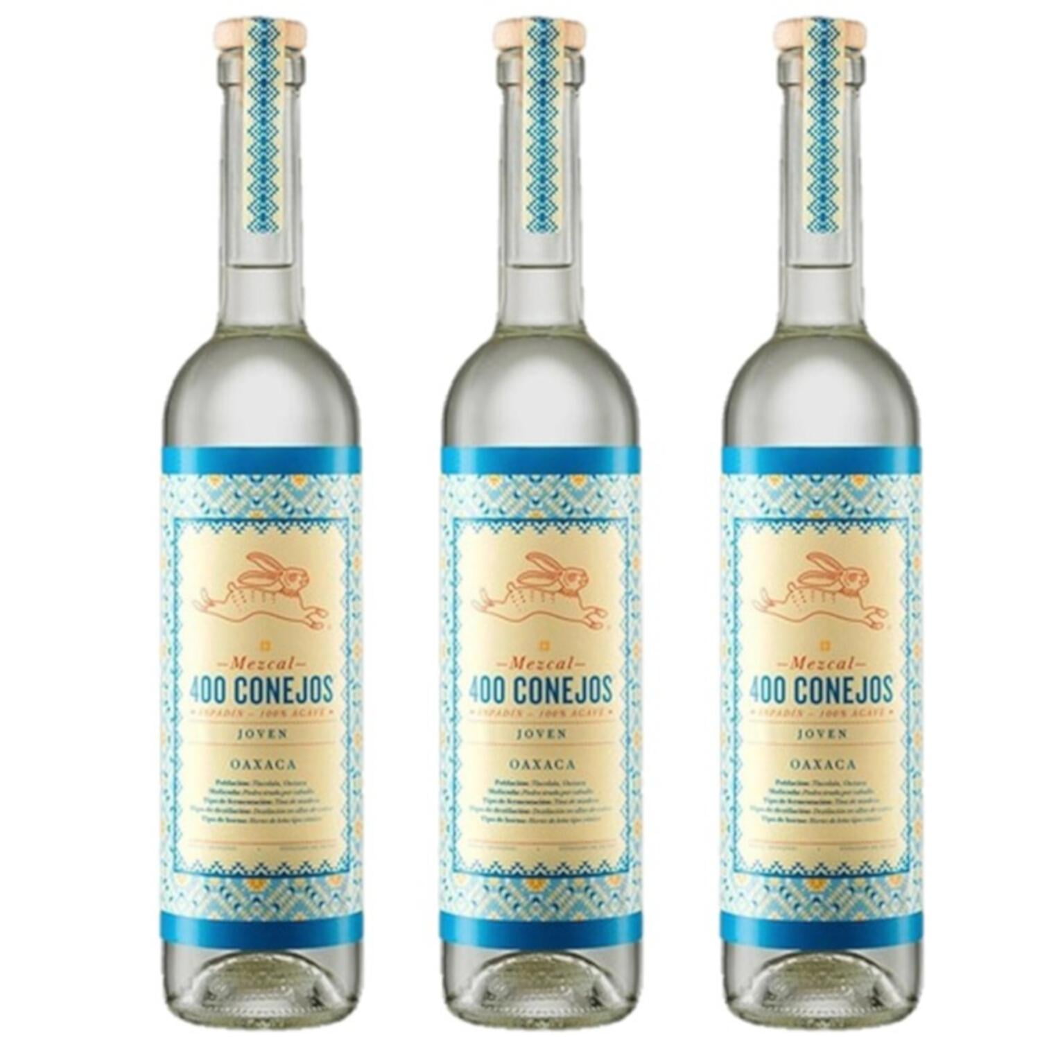 Paquete de 3 Mezcal 400 Conejos Joven 200 ml 400 Conejos Joven