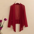 thumbnail image 2 of ZVAVZ Women's Mesh Jacket Cardigan Plus Size Long Sleeve Sheer Lightweight Shawl Cape Open Front Cardigan Beach Cover Ups Red,XL, 2 of 4
