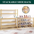 thumbnail image 4 of Bamboo Shoe Rack for Closet, 3 Tier Wooden Stackable Organizer, Free Standing Shoes Storage Shelf Entryway, Front Door Entrance, Natural, 4 of 4