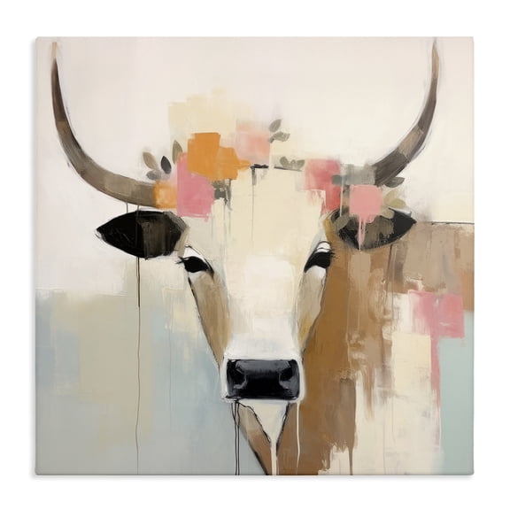 Stupell Industries Contemporary Soft Cattle Abstraction Canvas Art, 17 x 17, by Irena Orlov