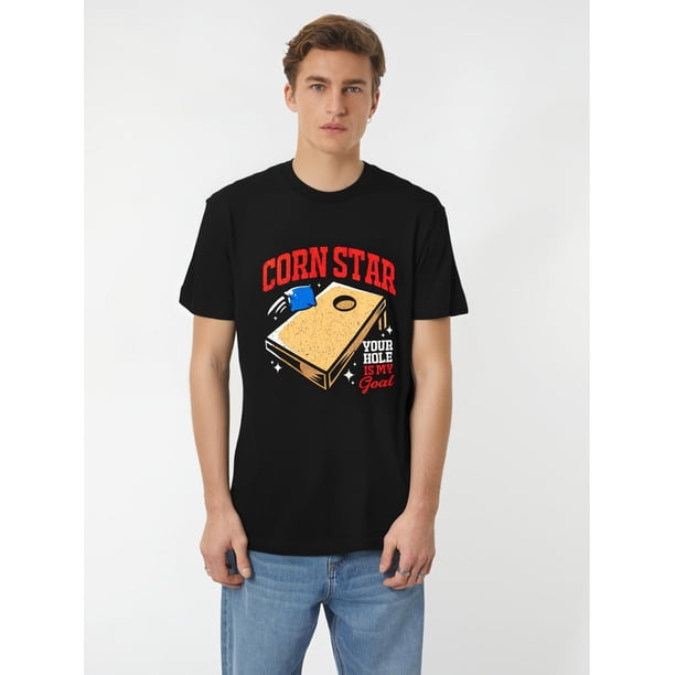 Camiseta gráfica de manga corta para hombre, divertida, estilo Cornhole, negra, para adultos, hombres, mujeres, adolescentes, jóvenes y ocio.
