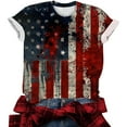 thumbnail image 3 of Jinhomg Women's 4th of July Shirts 3/4 Sleeve Patriotic Shirts Independence Day USA Flag Printed Star Striped Tops Plus Size Holiday Party Clothes Multicolor S, 3 of 5