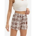 thumbnail image 5 of Womens Low Waisted Plaid Print Pajama Lounge Pants Elastic Cute Button Shorts, 5 of 6