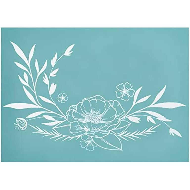 Self-Adhesive Silk Screen Printing Stencil Reusable Pattern Stencils Flower  & Plant for Painting on Wood Fabric T-Shirt Wall and Home Decorations 