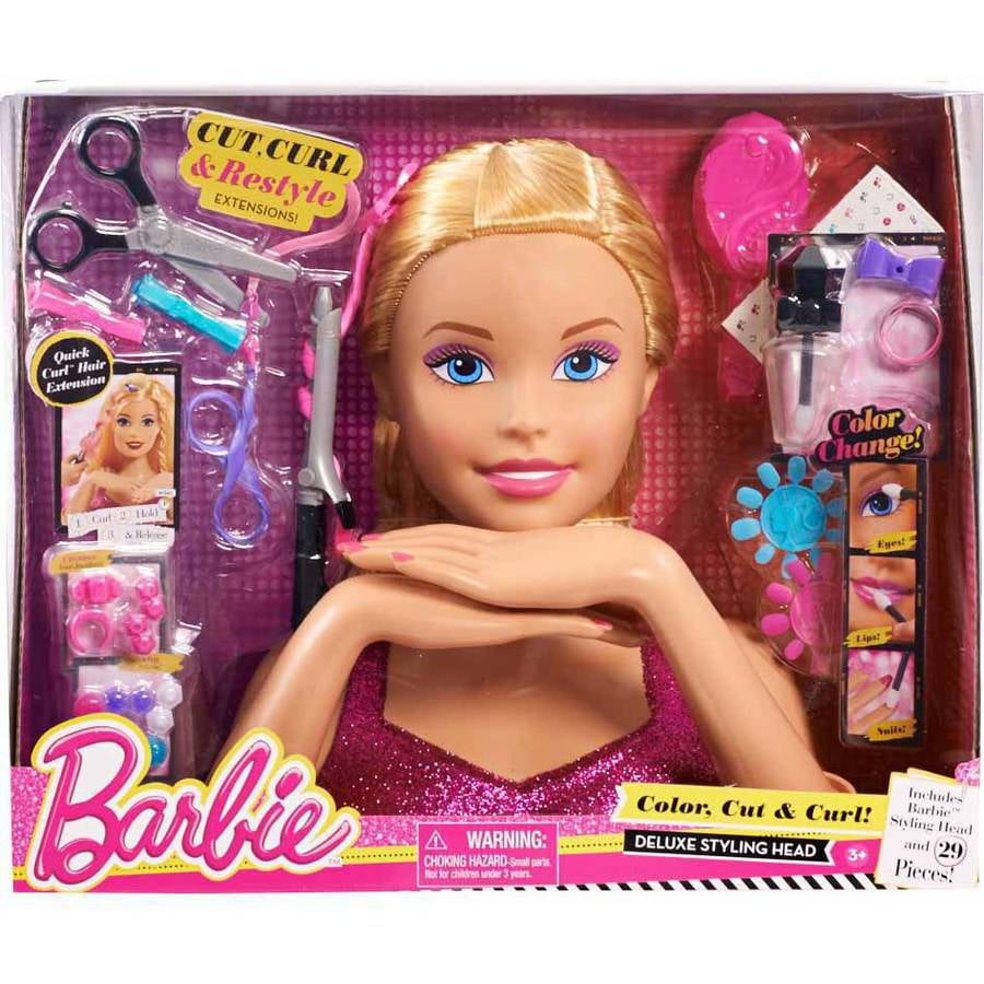 barbie styling head curly hair