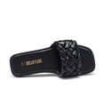 thumbnail image 3 of Sandalias tipo Slide DREAM PAIRS para mujer talla 7 negras con tiras trenzadas y suela plana, 3 of 5