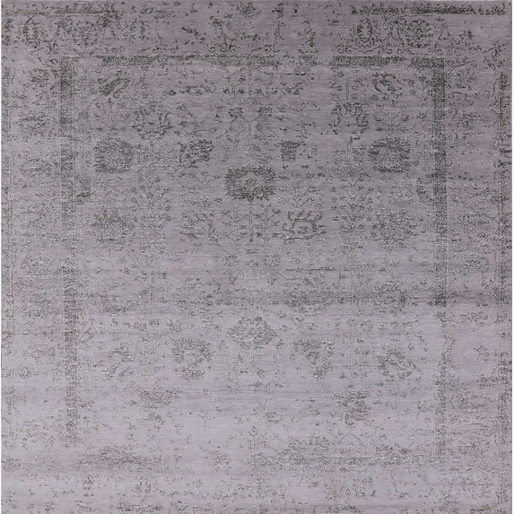 Ahgly Company Indoor Square Mid-Century Modern Dark Gray Oriental Area Rugs, 8' Square