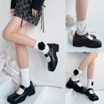thumbnail image 3 of Calcetines góticos punk para mujer, medias de tubo Harajuku con cadena de flores de Camelia sintética, 3 of 5