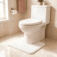 thumbnail image 5 of Bathroom Rugs Sets 2 Piece , Minimalist, Non Slip Washable Bath Mat and U-Shaped Toilet Rug (White), 5 of 7