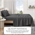 thumbnail image 2 of 100% Organic Cotton Jersey Sheet Set - Soft, Breathable, Stretchy 4-Piece Bedding Set (Queen, Charcoal), 2 of 5