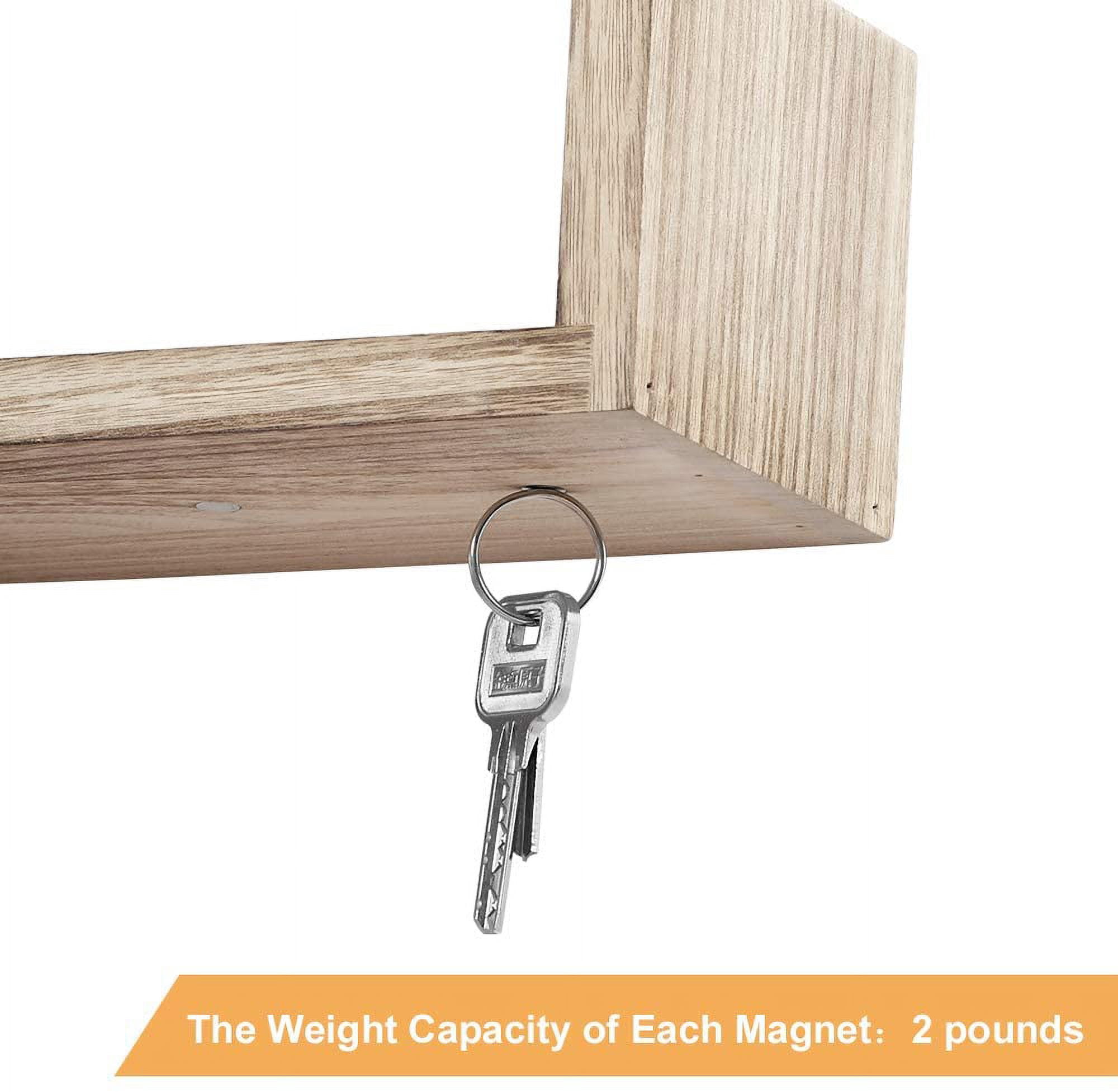 LIANTRAL NEX 2 Pack U Shape Wood Floating Shelf with Magnetic Key Holder