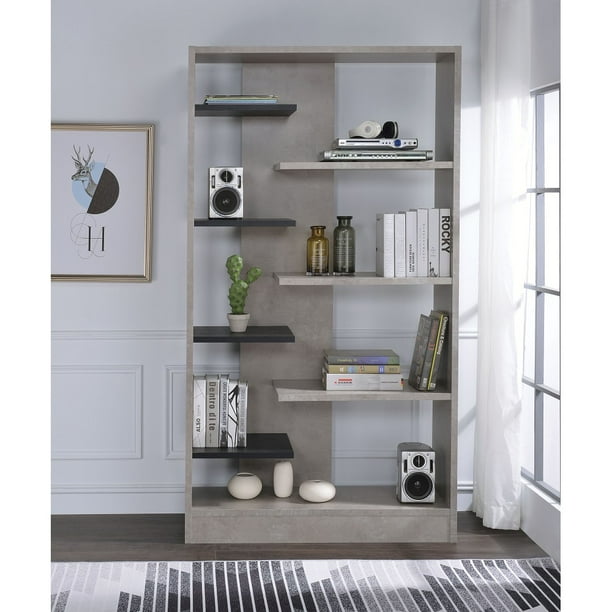 Magna Bookshelf In Faux Concrete Black 92532 Walmart Com Walmart Com