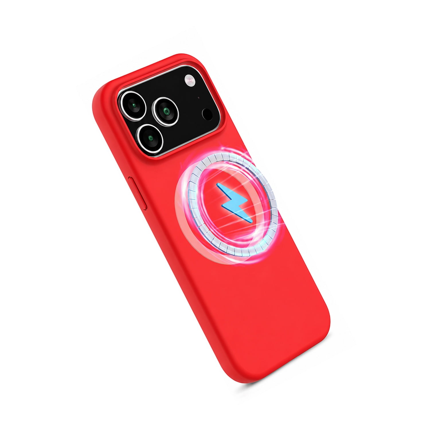 Protective Wireless Charging Silicone Case for iPhone 17 Pro Max with - Red
