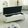 thumbnail image 2 of Modern Button Tufted Velvet Storage Ottoman, Upholstered Bench Footstool with Safety Hinge and Gold Metal Legs for Living Room Bedroom, 2 of 10
