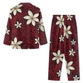 thumbnail image 4 of SCRAWLGOD Polynesia Floral Red 2 PCS Mens Button Down Pajamas Set, Soft Sleepwear with Pockets, Long Sleeve Notched Collar Top & Pants Set, Breathable Casual Loungewear, XXL, 4 of 6