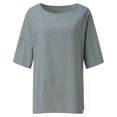 thumbnail image 6 of QLEICOM Women Plus Size Cotton Linen Tops, Women Summer Solid Casual Loose Basic Tops, Fashion Half Sleeves T Shirt, Oversized Crewneck Tees Tops Blouses, 6 of 6