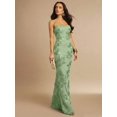 thumbnail image 4 of Mist Green 3D Floral Embroidered Bodycon Slip Maxi Dress For Women, 4 of 7