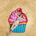 thumbnail image 2 of BigMouth Inc. Giant Pink Frosted Cupcake Beach Blanket, Oversized Beach Towel, 5 Feet Wide, 2 of 3