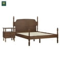 thumbnail image 3 of Walker Edison Vivienne Easy Assembly 2-Piece Solid Wood Bedroom Set with Queen Bed Frame and 2-Drawer Nightstand - Dark Brown, 3 of 11